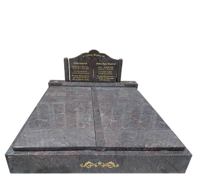 double headstone design himalaya blue granite