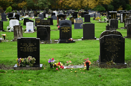 black granite headstone grave