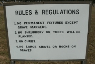 headtone tombstone Cemetery Rules and Regulations
