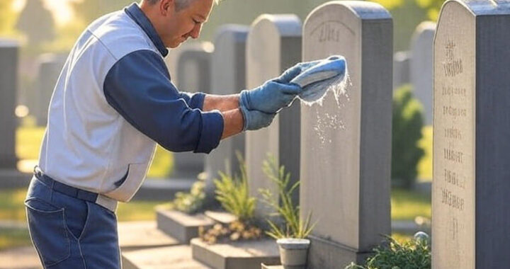 How do professionals clean headstones