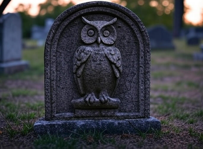 What does the owl on the grave mean