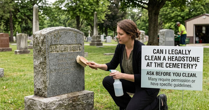 Can I legally clean a headstone at the cemetery