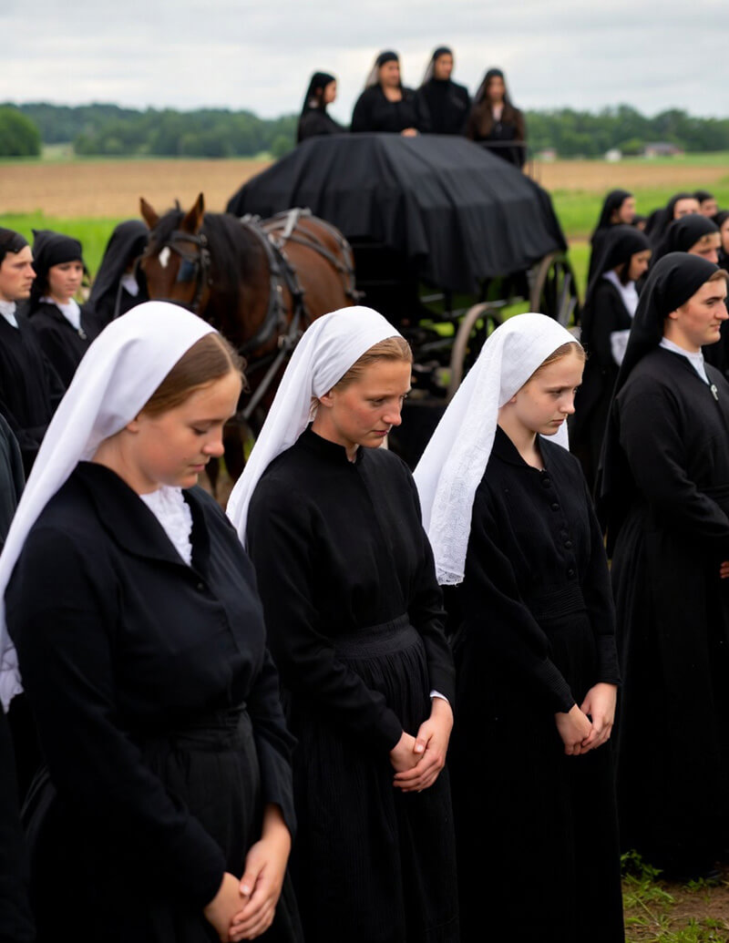 How do the funeral rites in Amish communities differ from modern secular services4